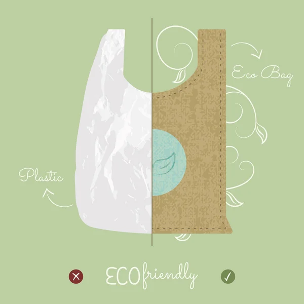 Οικολογικά βιοδιασπώμενα πλαστικό πρότυπο έννοια τσάντα διάνυσμα — Διανυσματικό Αρχείο