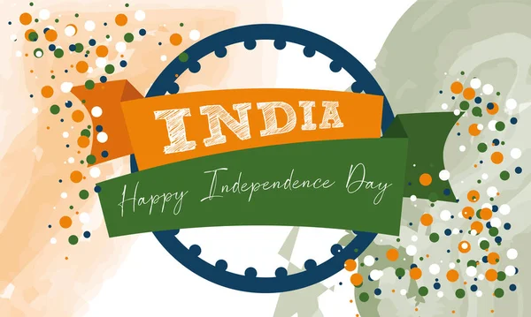 Cartel coloreado feliz día de la independencia de la India — Archivo Imágenes Vectoriales