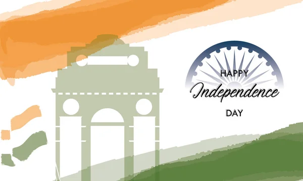 Umriss des indischen Torbogens an einem farbigen fröhlichen indischen Unabhängigkeitstag — Stockvektor