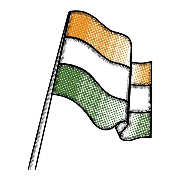 Bandera ondeante aislada de la India Vector — Archivo Imágenes Vectoriales