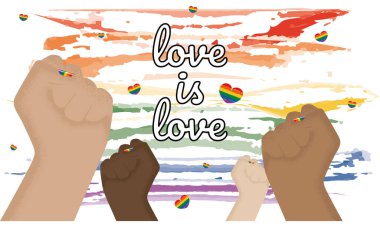 Haklar için mücadele eden el grubu LGBT kavram vektörü