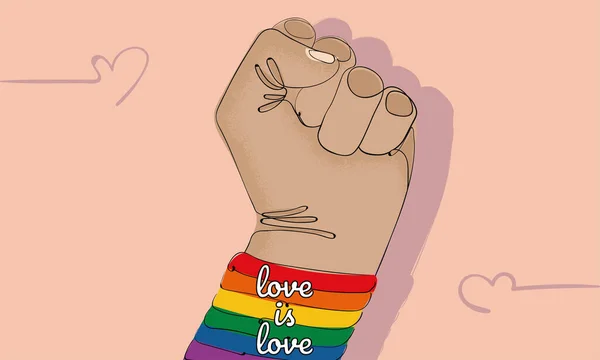 Geïsoleerde hand doet een revolutie symbool LGBT concept Vector — Stockvector