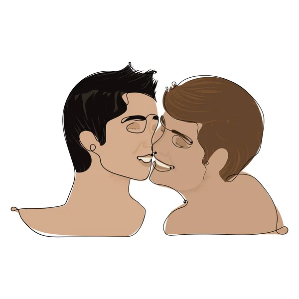 Esbozo aislado de una feliz pareja homosexual Vector — Vector de stock