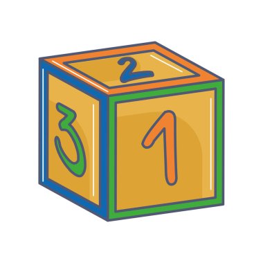 İzole edilmiş küp oyuncağı simgesi düz dizayn Vektörü
