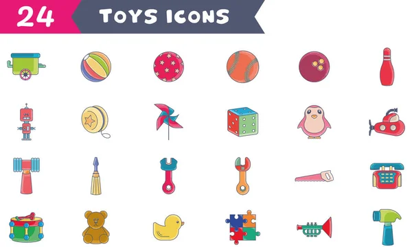 Conjunto de ícones de brinquedo diferentes Vector — Vetor de Stock