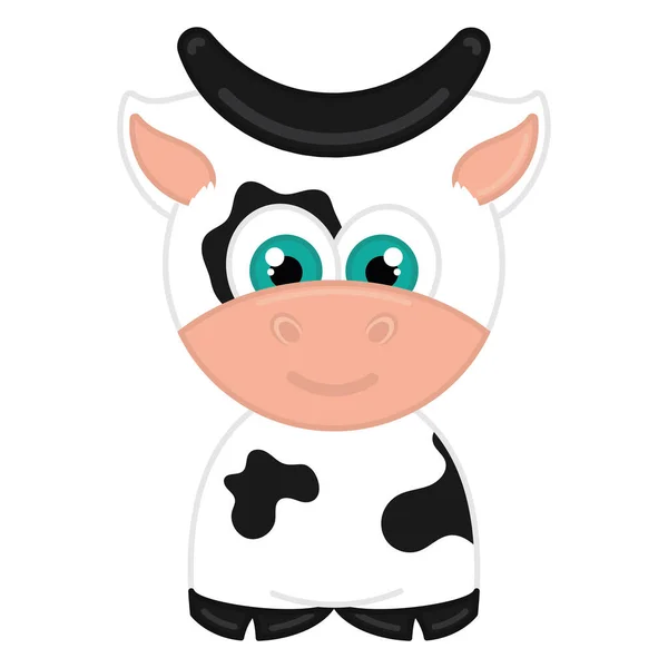 Μεμονωμένη χαριτωμένο αγελάδα εικονίδιο κινουμένων σχεδίων διάνυσμα — Διανυσματικό Αρχείο