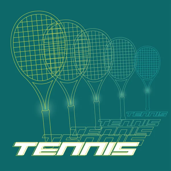 Grupa ikon rakiety tenisowej Plakat tenisowy Vector — Wektor stockowy