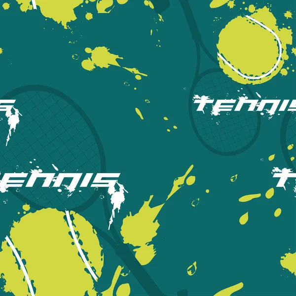 Texturiertes Poster mit Tennisball und Schläger Vector — Stockvektor