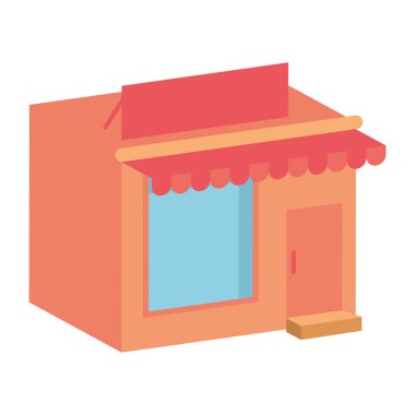 İzole edilmiş 3D alışveriş binası ikonu Vektörü