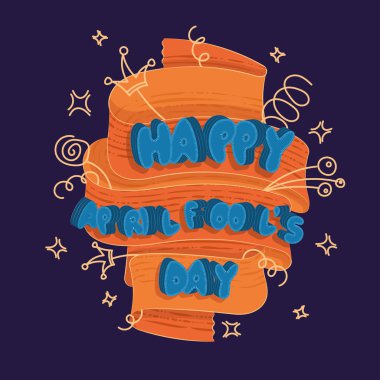 1 Nisan günü metin vektörüyle izole edilmiş kurdele posteri