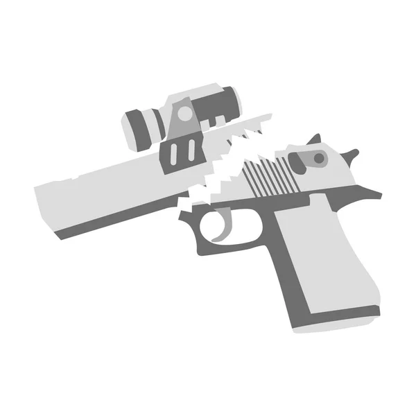 Pistola rota aislada arma gris Vector — Vector de stock