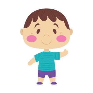 İzole edilmiş mutlu çocuk çizgi filmi Vektör.