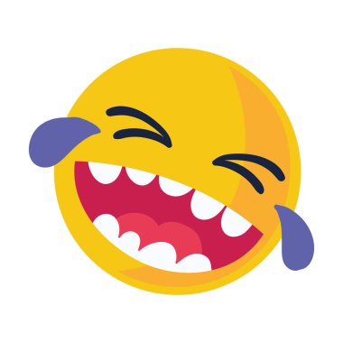 İzole edilmiş sarı ifade kahkahalarla gülen lol vektör.