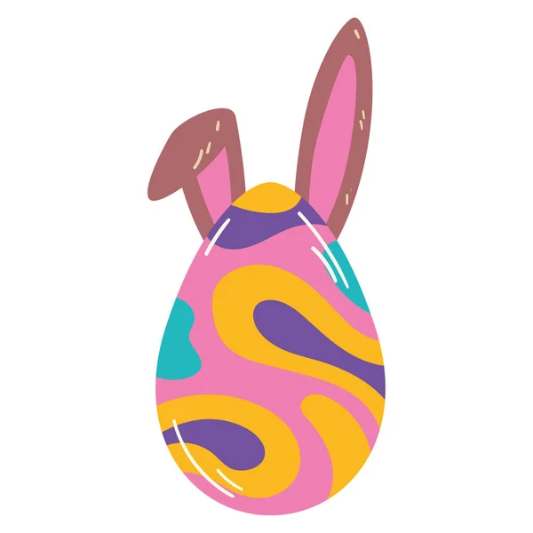 Oeuf de Pâques de couleur isolée avec oreilles de lapin Vecteur — Image vectorielle