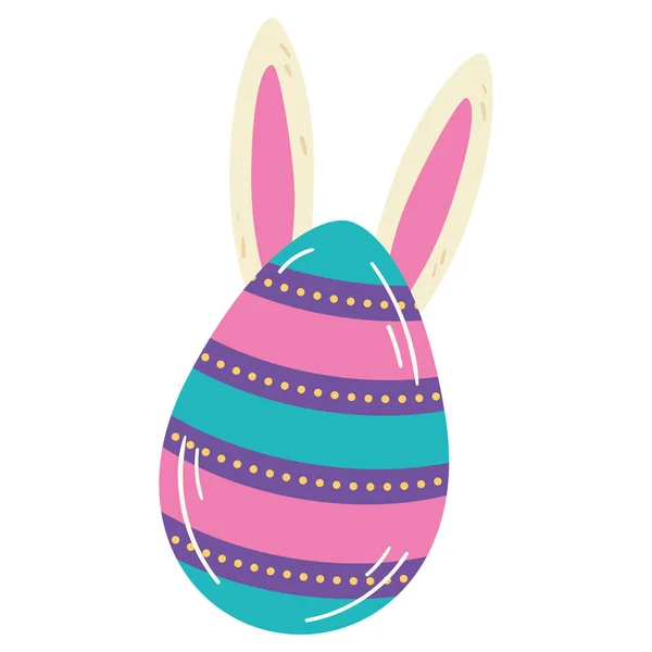 Huevo de Pascua de color aislado con orejas de conejo Vector — Vector de stock