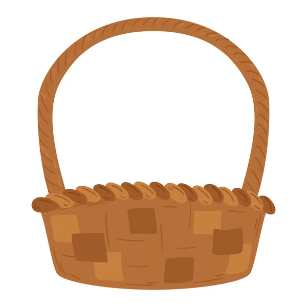 Panier en bois vide isolé pour transporter des produits de boulangerie Vector — Image vectorielle