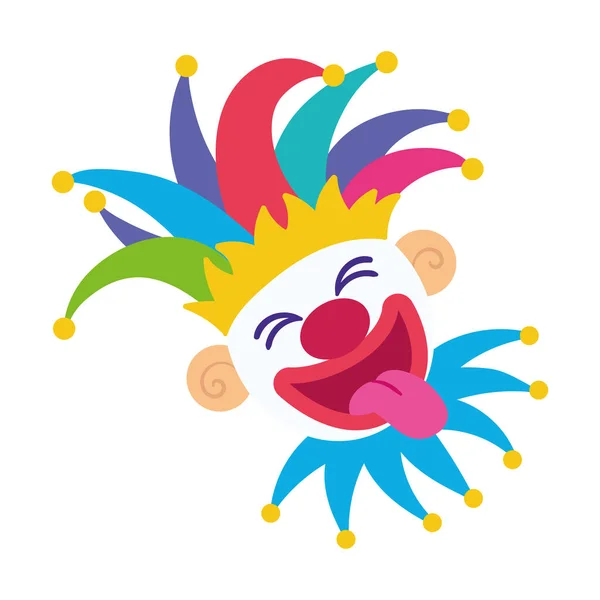 Avatar de bouffon de clown de couleur isolé vecteur — Image vectorielle