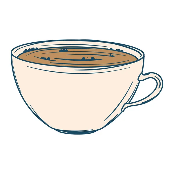 Sketsa terisolasi dari secangkir kopi Vektor - Stok Vektor