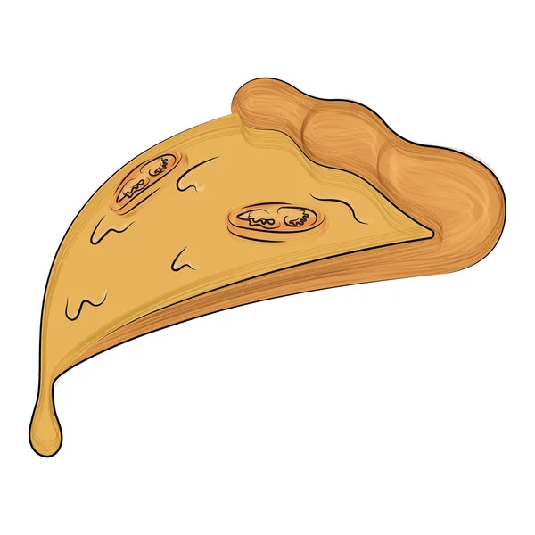 Μεμονωμένο Σκίτσο Από Μια Φέτα Πίτσα Τυρί Διάνυσμα Εικονογράφηση — Διανυσματικό Αρχείο