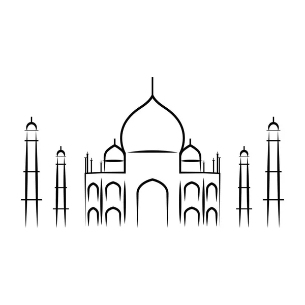 Delineamento Isolado Marco Taj Mahal Ilustração Vetorial — Vetor de Stock