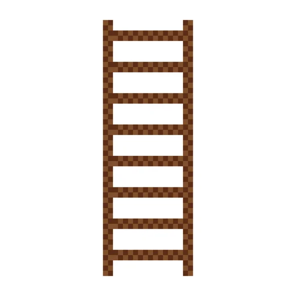 Isolierte Pixel Hölzerne Leiter Symbol Bit Design Vektorillustration — Stockvektor
