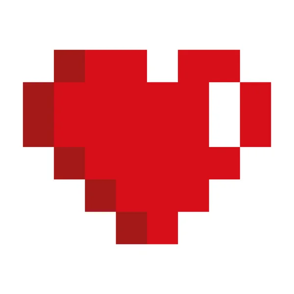 Изолированная Пиксельная Форма Сердца Иконка Битного Дизайна Векторная Иллюстрация — стоковый вектор