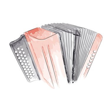 Bir akordiyon vektörü illüstrasyonunun izole edilmiş suluboya çizimi