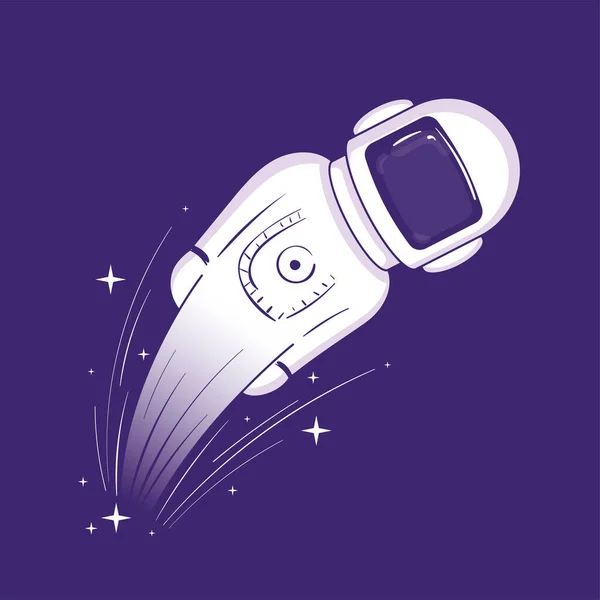 Cute Astronaut Cartoon Character Flying Effect Vector Illustration — Stock Vector