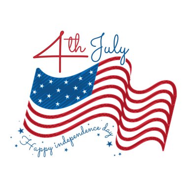 ABD 'nin bayrağını sallayan ABD' nin bağımsızlık günü Vektör illüstrasyonunun şablonu