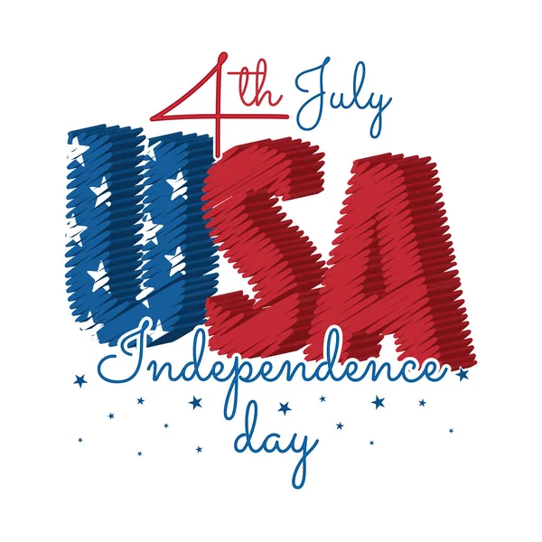 Renkli ABD çizilmiş metni Mutlu ABD bağımsızlık günü şablonu Vektör illüstrasyonu
