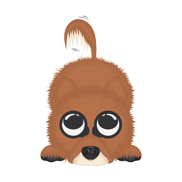 Απομονωμένο Χαριτωμένο Χνουδωτό Σκυλί Κινουμένων Σχεδίων Χαρακτήρα Διάνυσμα Εικονογράφηση — Διανυσματικό Αρχείο