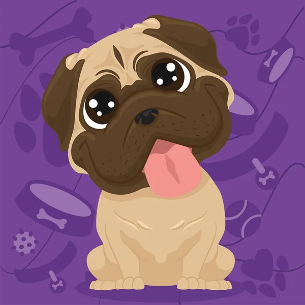 Isolierte Niedliche Bulldogge Hund Charakter Auf Einem Tierspielzeug Hintergrund Vector — Stockvektor
