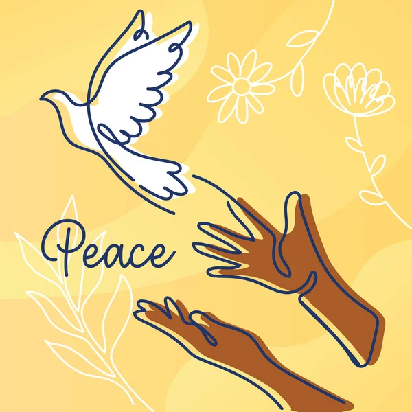 Pair Hands Releasing Dove Bird Peace Diplomacy Flat Concept Vector — Stock vektor