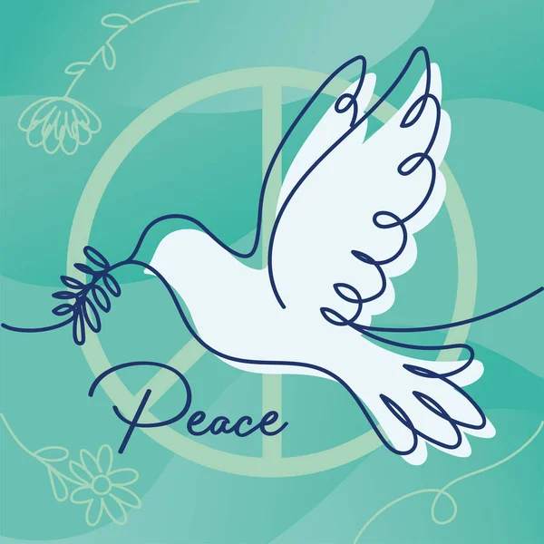 月桂樹の花輪と鳩の鳥のスケッチ平和と外交フラットコンセプトベクトルイラスト — ストックベクタ