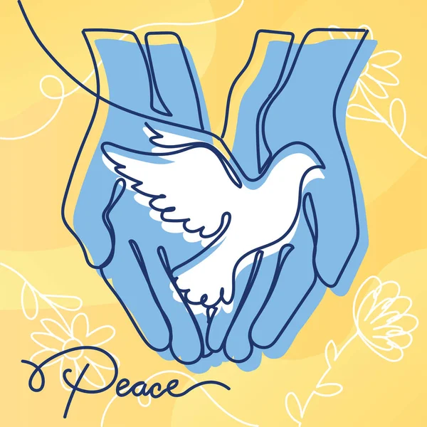 Pair Hands Holding Peace Bird Peace Diplomacy Flat Concept Vector — Stock vektor