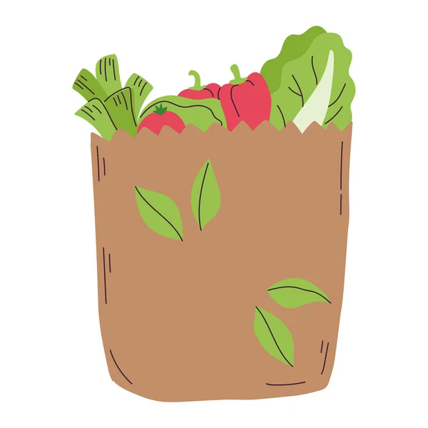 带有蔬菜和水果病媒图解的分离可回收袋 — 图库矢量图片