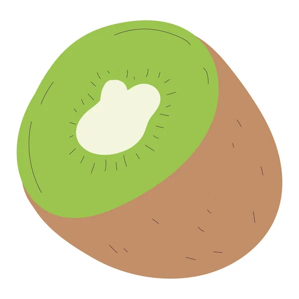 Esbozo Aislado Una Rebanada Icono Kiwi Diseño Plano Ilustración Vectorial — Archivo Imágenes Vectoriales