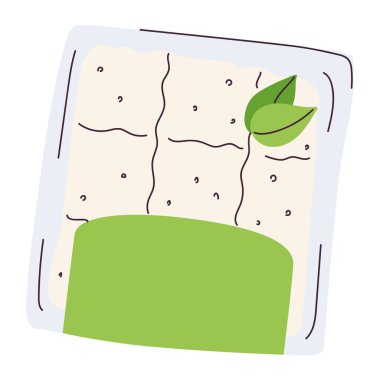 Plastik torba taşıyıcı illüstrasyonundaki bir vejetaryen ürününün izole edilmiş taslağı.