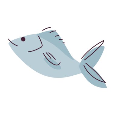 Şirin bir balık ikonu Vektör illüstrasyonunun izole edilmiş çizimi