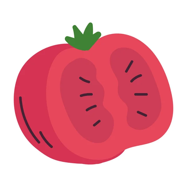 Dibujo Aislado Una Rebanada Tomate Icono Diseño Plano Ilustración Vectorial — Vector de stock