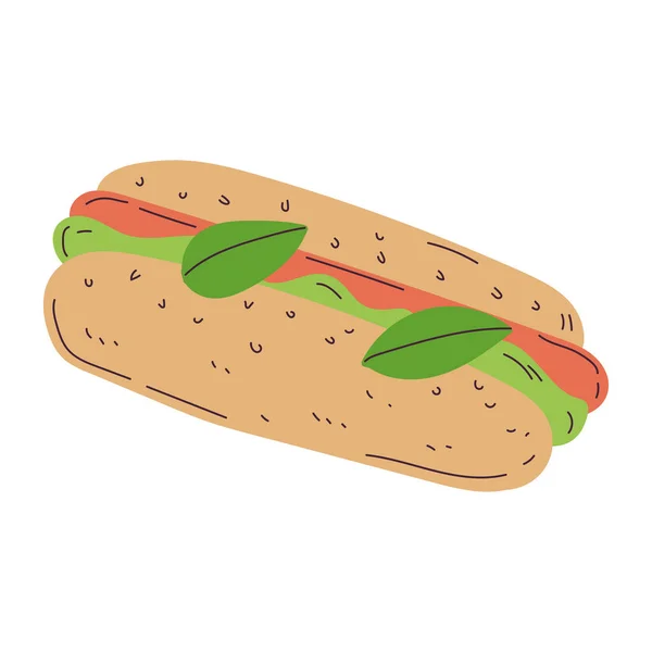 Izolovaný Náčrt Veganského Hot Dogu Vektorové Ilustrace — Stockový vektor