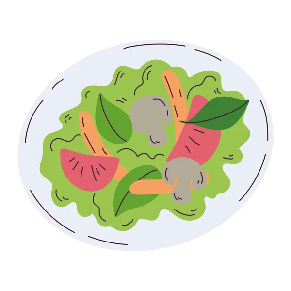 Vejetaryen Yemek Temsilciliği Salatasının Izole Bir Taslağı — Stok Vektör