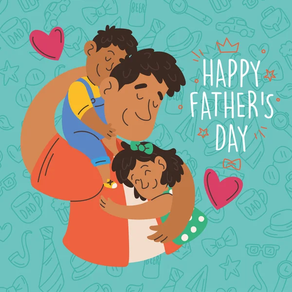 Χαριτωμένος Πατέρας Καρτούν Παίζει Παιδιά Του Ευτυχισμένος Πατέρας Ημέρα Διάνυσμα — Διανυσματικό Αρχείο