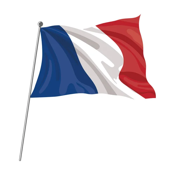 Isolated Waving Flag France Vector Illustration — Stok Vektör