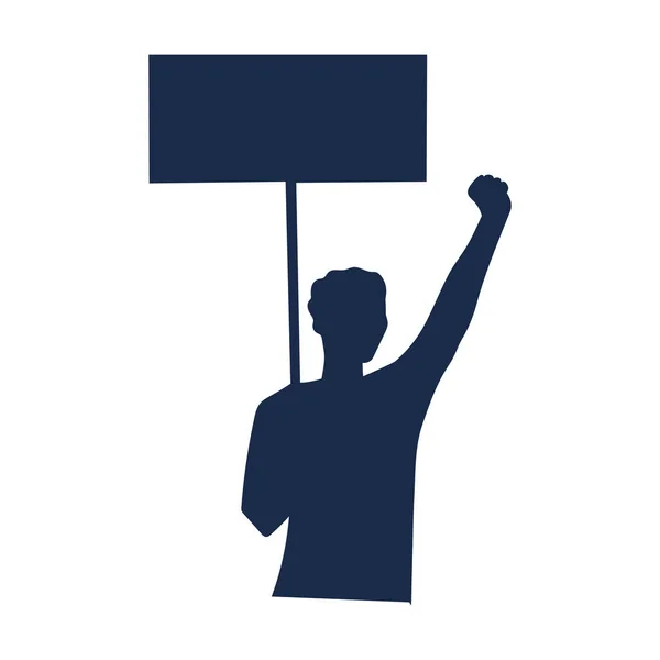 Silhouette Person Doing Protest Gesture Vector Illustration — 图库矢量图片