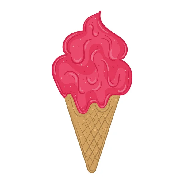 Isolated Ice Cream Cone Sweet Dessert Vector Illustration — Stock vektor