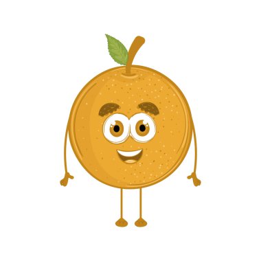 Isolated orange cartoon kawaii Fruit icon Vector illustration