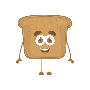 Isolated slice bread cartoon kawaii Bakery product Vector illustration