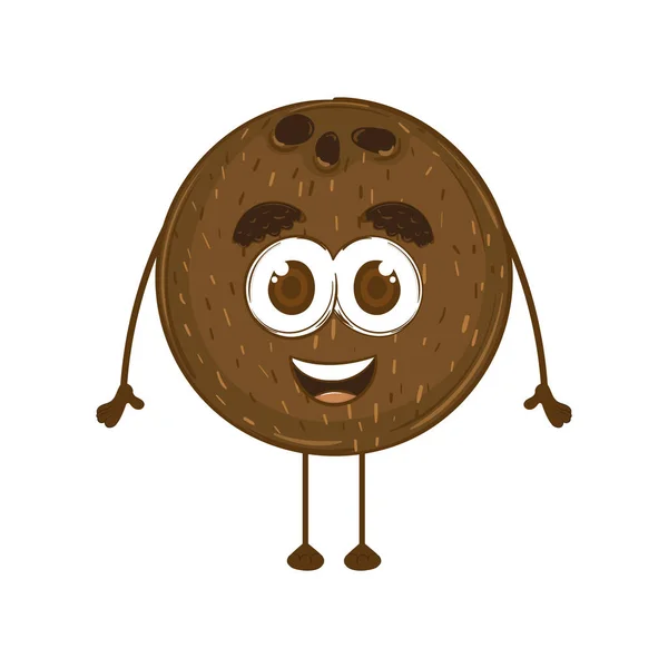 Isolated Happy Coconut Cartoon Kawaii Vector Illustration —  Vetores de Stock