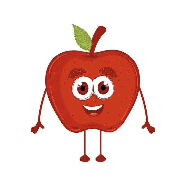 Isolated Happy Apple Cartoon Kawaii Vector Illustration — Image vectorielle